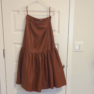 Staud Cognac Faux Leather Skirt size 2